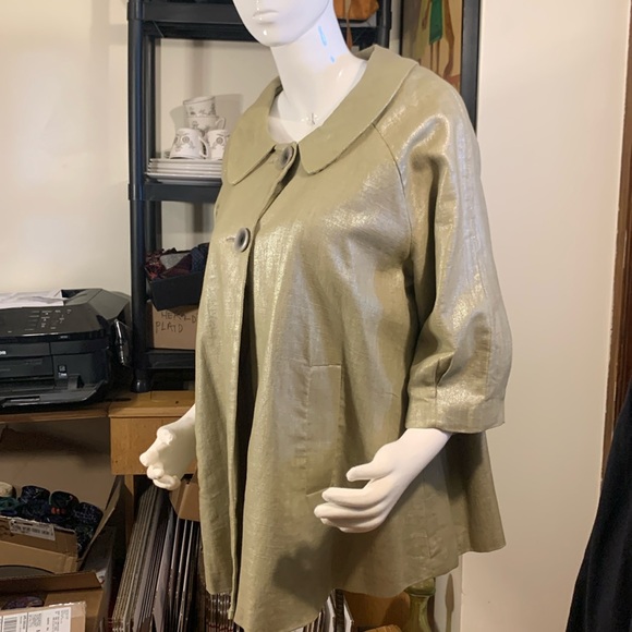 LAL GOLD METALLIC LINEN/COTTON BLEND JACKET SMOCK - Picture 2 of 15
